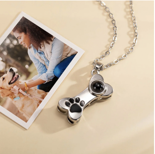 Dog Bone Photo Projection Necklace - Image 2
