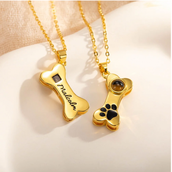 Dog Bone Photo Projection Necklace - Image 3